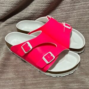 Birkenstock Neon Pink Slides Sz 36